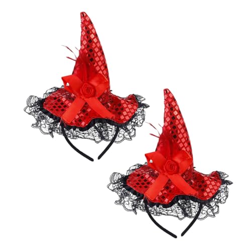 Beavorty 2stücke Halloween Haarband Mit Hexenhut-design Party Stirnband Für Erwachsene Haarreif Für Cosplay Und Dekoration Rot von Beavorty