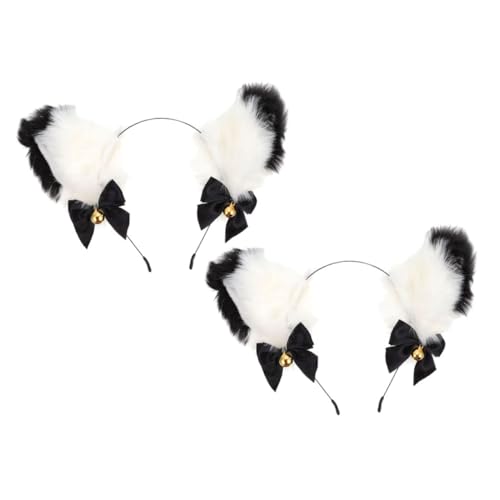 Beavorty 2stücke Katzenohren Haarband Mit Glöckchen Tier-haarreifen Junge Mädchen-haarreifen Katzen-ohr-stirnband Halloween-kopfbedeckung Cosplay-accessoire von Beavorty