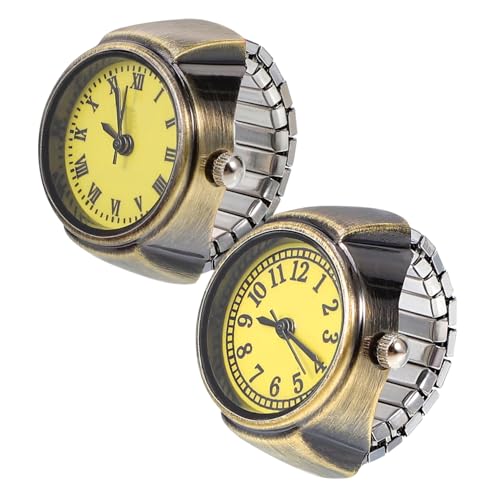 Beavorty 2stücke Runder Ziffern Vintage Fingeruhr Ringuhr Damen Herren Uhren Metall Gürteldesign Einfach Zu Tragen Schön Und Praktisch Ablesend von Beavorty