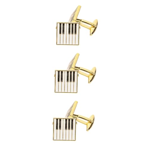 Beavorty 3 Paar Goldene Klavier Manschettenknöpfe Smoking Manschettenknöpfe Herren Manschettenknöpfe Hemd Manschettenknöpfe Klavier Design Manschettenknöpfe Für Männer Business von Beavorty