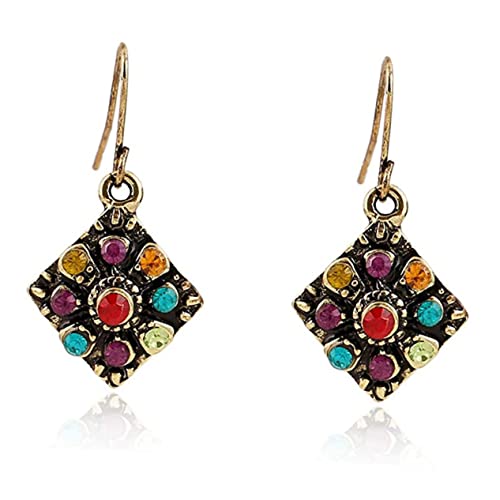 Beavorty 3 Paare Bohemian Ethnic Style Retro Farbige Ohrringe Vintage Ohrringe für Frauen und Leichte Dangle für Partys und Alltag von Beavorty