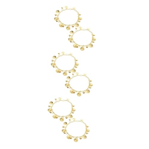 Beavorty 3 Paare Goldene Bauchtanz Fußkette mit Münzen und Quasten Boho Fußschmuck für Damen Leicht Kombinierbar mit Bauchtanzkostümen und Hochzeitsschmuck für Tanzshows und Partys von Beavorty