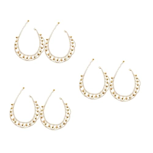 Beavorty 3 Paare Goldfarbene Fußkettchen mit Glocken und Quasten Handgefertigtes Boho Fußschmuck Mehrlagige Knöchelarmbänder für Damen und Mädchen für Tanz und Sommeroutfits von Beavorty