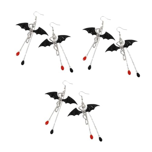 Beavorty 3 Paare Halloween Fledermaus Ohrringe Damen Leicht Punk Ohrhänger Halloween Schmuck Bat Dangle Ohrschmuck für Karneval und Party von Beavorty