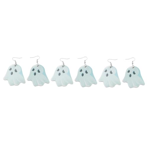 Beavorty 3 Paare Halloween Ohrringe Damen Ohrschmuck Gruselige Kürbis Schädel Ohrhänger PU Material Strapazierfähig Leicht Tragbar Für Halloween Party Kostüm von Beavorty