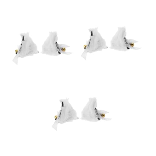 Beavorty 3 Paare Katzenohr -Kopfschmuck Haarspangen mit Fuchsohren Kätzchen Haarzubehör Cosplay -Kopfbedeckung Cosplay-Haarnadel Clip für Katzenohren Tierkostüm-Haarspangen Flanell Weiß von Beavorty