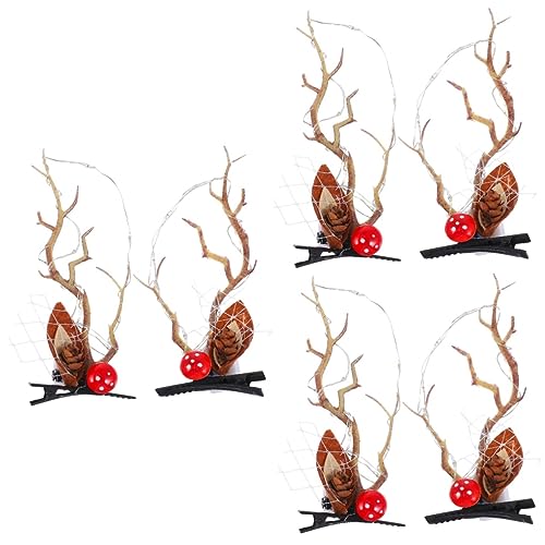 Beavorty 3 Paare Leuchtende Geweih-haarspange Haarspangen Aus Hirschhorn Geweihhaarspangen Für Mädchen Süße Weihnachtshaarnadeln Weihnachtshaarspangen Weihnachts-haarschmuck Pp Elch Fee von Beavorty