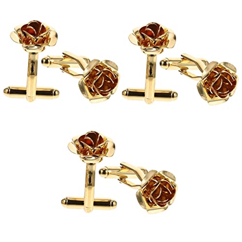 Beavorty 3 Paare Manschettenknöpfe Herren Floral Cufflinks für Hochzeitshemden Kleidung Accessoires für Festliche Anlässe Schmuck für Anzug Hemd von Beavorty