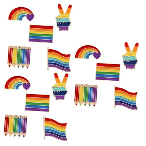 Beavorty 3 Sätze Anzug Corsage Stolz Dekorationen Regenbogen-bruststift Broschenstifte Für Frauen Regenbogenflagge Regenbogenbroschen Emaille Legierung Colorful 5 Stücke * 3 von Beavorty