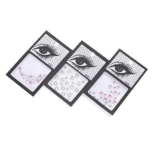 Beavorty 3 Sätze Augen-make-up-aufkleber Halloween-gesicht Gesichtssteine ​​kleben Dekorativer Gesichtsschmuck Körper-gesichtsschmuck Edelsteine Fräulein Harz Perle Kleine Strasssteine von Beavorty