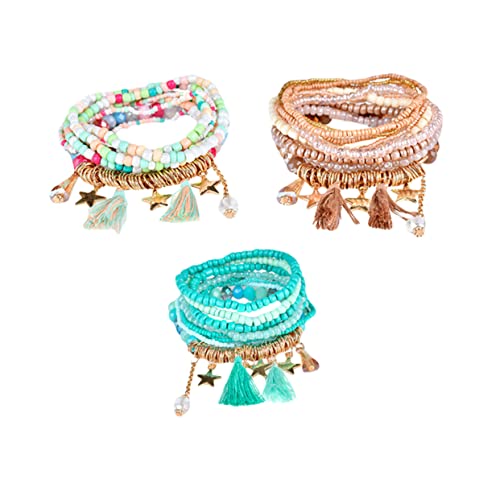 Beavorty 3 Sätze Bohemian Perlenarmband mit Modischem Anhänger für Partys Tägliches Tragen Hochzeit und Besondere Anlässe Eleganter Schmuck für Damen und Mädchen von Beavorty