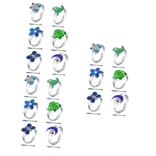 Beavorty 3 Sätze Farbwechselnde Ringe Lustige Cartoon Designs Thermochromisch Verstellbar Teenager Besondere Anlässe Geschenkidee Für Familie Freunde 6 Stück * 3 von Beavorty