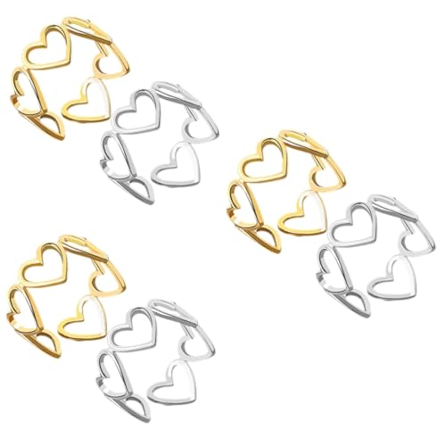 Beavorty 3 Sätze Herzringe Für Damen Offene Finger Ringe Minimalistisches Design Verstellbar Langlebiges Verlobungsring Für Mutter Platin 2 Stück * 3 Beavorty 3 Sätze Herzringe Für Damen Offene Finger Ringe Minimalistisches Design Verstellbar Langlebiges Verlobungsring Für Mutter Platin 2 Stück * 3 von Beavorty
