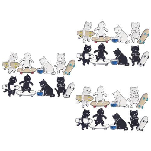Beavorty 3 Sätze Katzen Skateboard Anstecker Für Rucksack Süße Katzen Anstecker Rucksack Anstecker Katzen Anstecker Rucksack Katzen Anstecker Lustige Emaille Anstecker 8 Stück * 3 von Beavorty