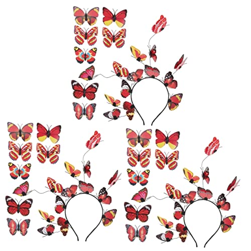 Beavorty 3 Sätze Schmetterlings-Stirnband Schmetterlingskostüm für Damen Blumenkrone für Mädchen Halloween-Stirnband charmant Kopfbedeckung Haarnadel Braut Kranz Plastik von Beavorty