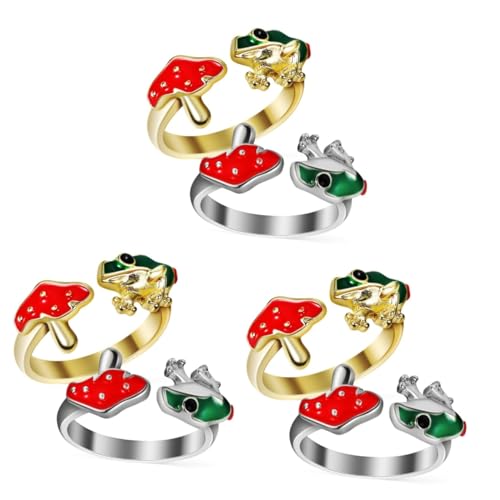 Beavorty 3 Sätze Verstellbare Damenringe Mit Cartoon Frosch Silberoptik Leicht Langlebig Für Freunde Zu Besonderen Anlässen 2 Stücke * 3 von Beavorty