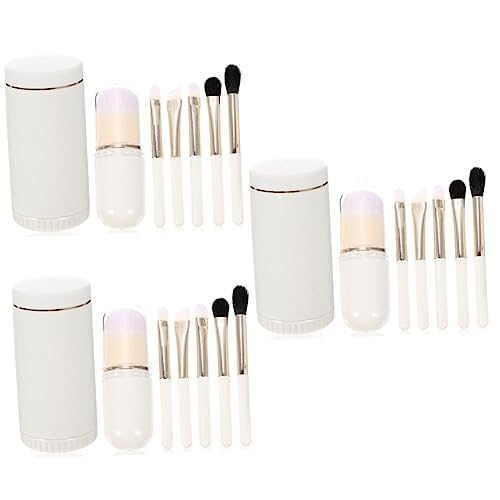 Beavorty 3 Sätze Make-up-pinsel-set Schillernde Make-up-pinsel Schminkpinselhalter Mit Deckel Bürstenhalter Mit Deckel Pinsel Für Make-up Rundbürste Weiß Mini Puderpinsel Wolle Reisen von Beavorty