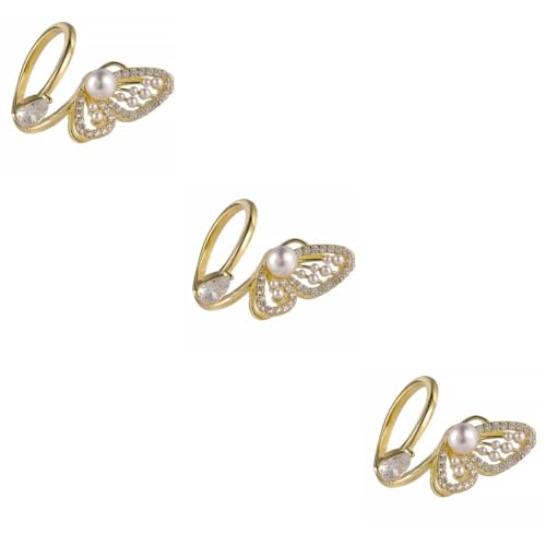 Beavorty 3 Stck. Leicht Verstellbarer Damenring mit Perlen Modischer Kreativer Ring im Offenen Design für Dekoration und Täglichen Gebrauch Hochwertiger Schmuck für Besondere Anlässe von Beavorty