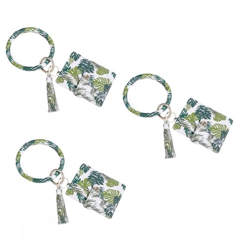 Beavorty 3 Stck. PU Schlüsselanhänger Geldbörse mit Baumblatt Design Damen Münztasche für Reisen Langlebig für Freunde Familie von Beavorty