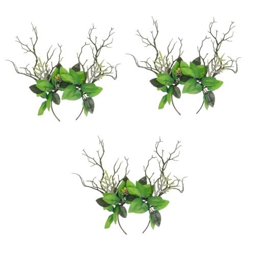 Beavorty 3 Stk Ast Blätter Stirnband Blumendekorationen Weihnachtsdekoration Cosplay-Outfits Mädchen Damen Blumen Blätter Rose Haarband Blumenkronenkranz weihnachtliche Haardekoration Harz von Beavorty