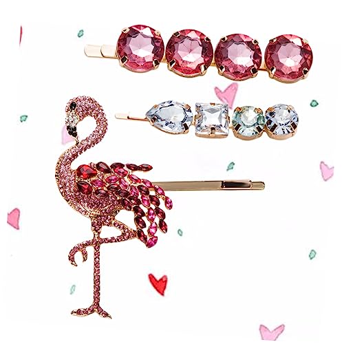 Beavorty 3 Stück 1 Satz Flamingo-haarspange Strass-clip Haarspangen Mit Diamanten Weihnachtshaarspange Haarspangen Aus Kristall Weihnachtsdeko Europäisch Und Amerikanisch Frau Kopfbedeckung von Beavorty