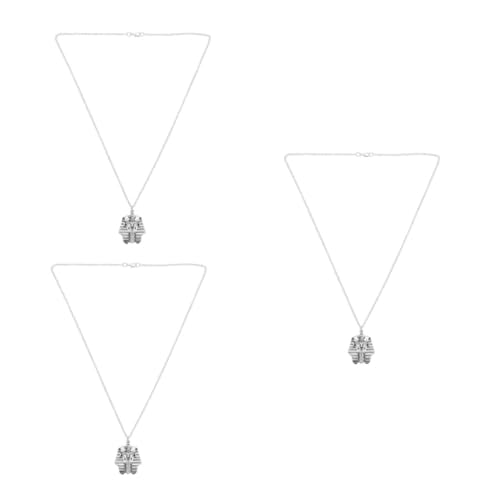 Beavorty 3 Stück Antikes Ägyptisches Königsporträt Halskette Langlebiger Leichter Hip Hop Anhänger für Halloween Kostüm Party Einzigartiger Silberner Schmuck für Männer und Frauen von Beavorty