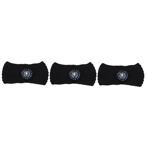 Beavorty Sport-Stirnbänder 3 Stück Bandana-Stirnbänder Für Frauen Strass-Haar-Accessoires Sportliche Stirnbänder Gestricktes Stirnband Für Frauen Winter- Winter-Kopfwickel Warmes von Beavorty