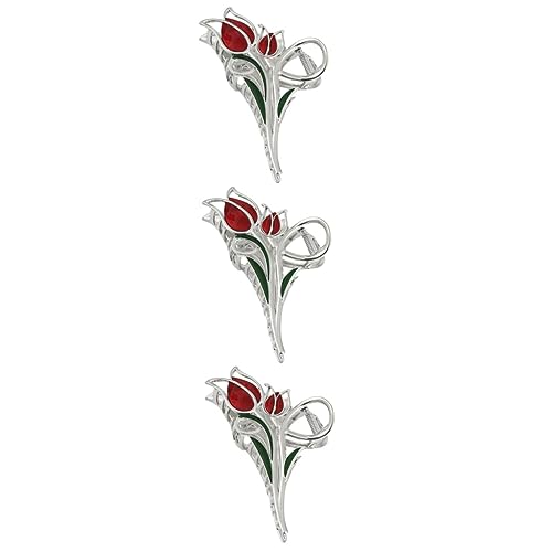 Beavorty 3st Blumen-hai-clip Tulpenblumen-haarspange Haarspange Batterre Blumenclips Für Das Haar Pferdeschwanzhalter Haarspange Frauen Haarspange Stift Fräulein Legierung Weihnachten von Beavorty