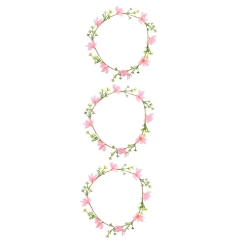 Beavorty 3 Stück Blumenkranz Stirnband Rosa Floraler Haarschmuck für Damen Hochzeits Haarkranz Braut Haarschmuck Boho Festival Accessoire für Brautjungfern und Fotoshooting von Beavorty