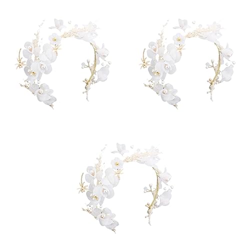Beavorty 3st Floraler Kopfschmuck Stirnband Hochzeit Haarband Weiß Haarschmuck Blumen Braut von Beavorty