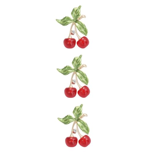 Beavorty 3 Stück Emaillierte Kirschbrosche Robustem Legierungsmetall Kleine Leichte Anstecknadel für Damen Vielseitiges Modeschmuck Accessoire für Alltag Party und Festliche Anlässe von Beavorty