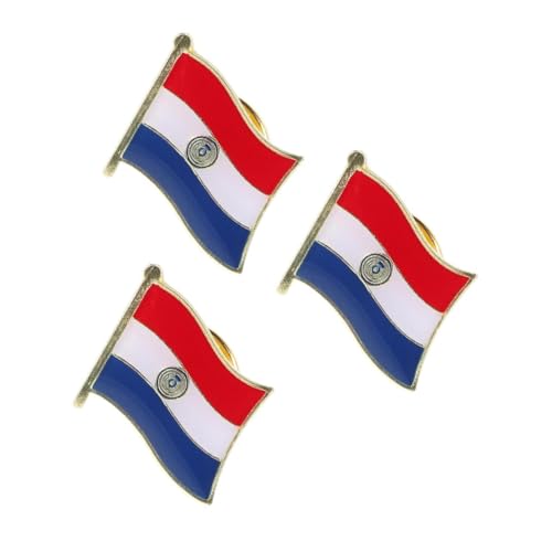 Beavorty 3 Stück Emaillierter Paraguay Flaggen Anstecker Robustem Eisen Patriotische Brosche für Rucksäcke Kleidung Hüte Geeignet für Nationalfeiertage und Gedenkveranstaltungen von Beavorty