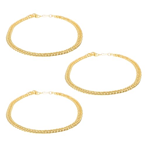 Beavorty 3 Stück Männliche Halskette im Punk Stil Glänzende Goldimitat Schmuckkette für Partys Hip Herren Halskette für Modebewusste Männer von Beavorty