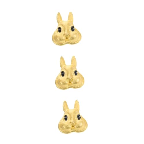 Beavorty 3 Stück Goldplattierte Vintage Brosche Chubby Kaninchen Reliefdesign Niedliche Anstecknadel für Damen Hochzeit Party Kleidung Rucksack Schmuck von Beavorty