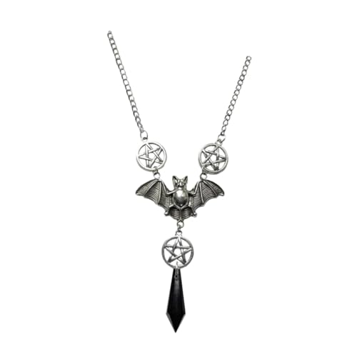 Beavorty 3 Stück Gothic Fledermaus Anhänger Halskette Legierung Fünfzackiger Stern Halloween Schmuck Modisches für und Herren Festliche Party und Alltagsdekoration von Beavorty