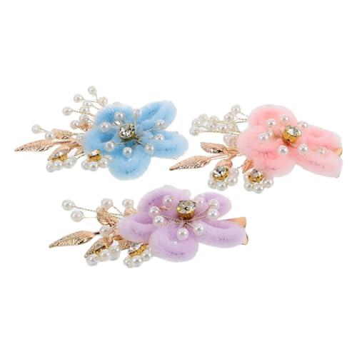 Beavorty 3 Stück Haarspangen Für Hochzeiten – Haarspange Mit Plüschblumen Und Perlen Für Brautjungfern Handgefertigte Haar Accessoires Chinesische Braut Haarnadeln Für Frauen Bräute Und von Beavorty