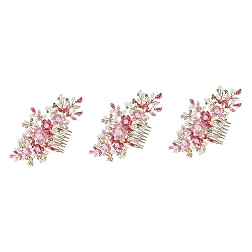 Beavorty 3st Haarpfropfen Haarkamm Für Die Braut Hochzeit Seitenkämme Diademe Für Mädchen Haarkämme Mit Perlenblumen Hochzeit Blumenkämme Haarkamm-clip Gajra Stirnband Fräulein Französisch von Beavorty