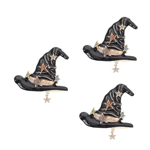 Beavorty 3 Stück Halloween Hexenhut Brosche mit Funkelnden Strasssteinen Unisex Accessoire für Kleidung und Taschen Einzigartiges Design Vielseitig Tragbar als Anstecknadel Festlicher von Beavorty