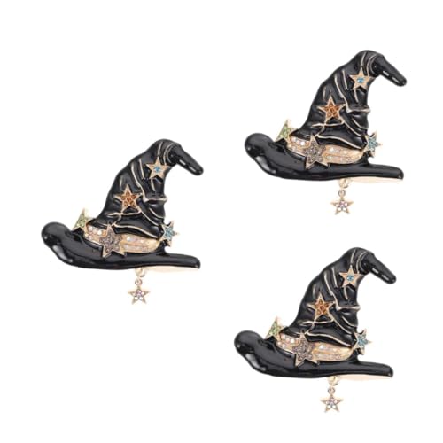 Beavorty 3 Stück Hexenhut Brosche Metalllegierung mit Funkelnden Strasssteinen Vielseitiger Halloween Schmuckpin für Kostüme Pullover Schals Rucksäcke Unisex Accessoire für Partys von Beavorty