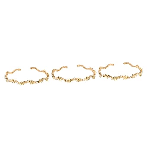 Beavorty 3st Hochzeitskleid Stirnband Haargummis Für Frauen Blatthaarbänder Stirnband Für Frauen Damen-stirnband Zubehör Für Haarbänder Haarschmuck Gold Blatt Braut Wenig Frisch Legierung von Beavorty