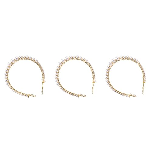 Beavorty 3st Brautjungfern Perle Haarband Brautkopfschmuck Für Die Hochzeit Perlen Stirnbänder Königliche Hochzeit Tiara Hochzeitskopfschmuck Für Die Braut Fräulein Werkzeug Weiß Acryl von Beavorty