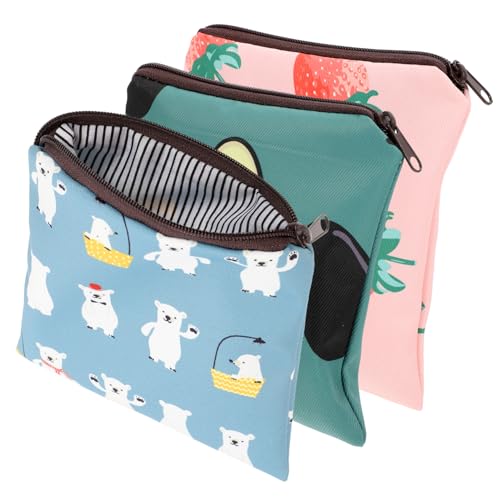 Beavorty 3 Stück Kompakter Teiliger Hygienebeutel mit Knopfverschluss Wasserdichter Tamponhalter für Damen Tragbare Perioden Aufbewahrungstasche mit Süßem Cartoon Design für Unterwegs und von Beavorty