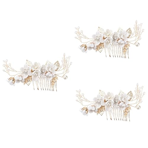 Beavorty 3 Stück Legierung Brautschmuck Kopfschmuck Haarperle Retro-Kristalle Französischer Kamm Blatt Mädchen Opal Pin Slide Zubehör Mit Mädchen Mode Kristall Strass Clip Und Clips von Beavorty