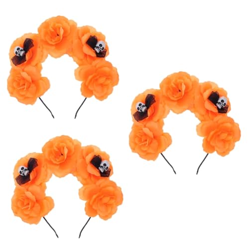 Beavorty 3 Stück Mexikanische Rosen Halloween Kostüm Accessoires Halloween Blumen Stirnband Halloween Kranz Halloween Blumen Haarreifen Kinder Verkleidungshut Tag Der Toten von Beavorty