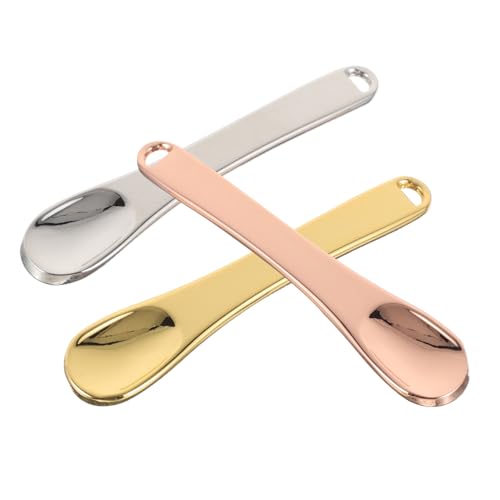 Beavorty 3 Stück Mini Metall Kosmetikspatel für Gesichtspflege Hautfreundliche Creme Löffel mit Aufhängeloch Langlebig und Glatt Praktisches Beauty Werkzeug für Gleichmäßiges Auftragen von Beavorty
