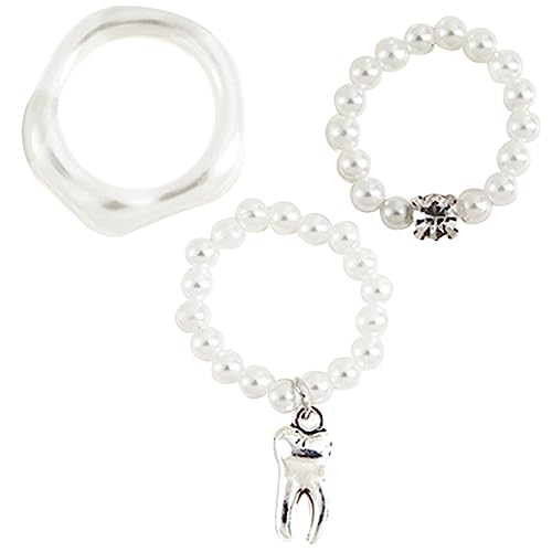 Beavorty 3 Stück Nachahmung Perlenring elastischer Perlenring Ringschmuck Stretchringe für Frauen Kostümringe für Damen Verstellbare Ringe Perlenringe Imitationsperlen Weiß von Beavorty