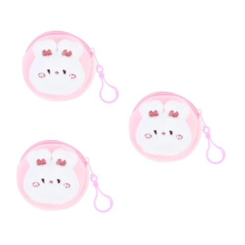 Beavorty 3 Stück Niedliche Plüsch Hasen Geldbörse Mini Münzbeutel mit Reißverschluss für Mädchen Studenten Kompakte Portemonnaie mit Ohrhörer Aufbewahrung und Kleinteile Organizer Tasche von Beavorty