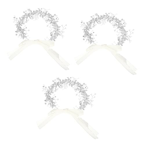 Beavorty 3st Perle Und Diamant-stirnband Hochzeitshaarschmuck Für Bräute Mädchen Schmuck Blumenmädchen Goldene Haaraccessoires Perlenstirnbänder Braut Ranke Legierung Hochzeitskleid von Beavorty