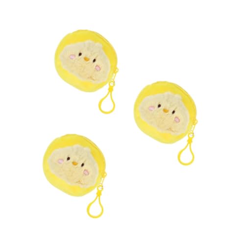 Beavorty 3 Stück Plüsch Kleingeldbeutel Kleine Cartoon Geldbörse Weicher Münzbeutel mit Huhn Leicht und Kompakt Tragbar für Studenten zur Münzen Ohrhörer Aufbewahrung von Beavorty