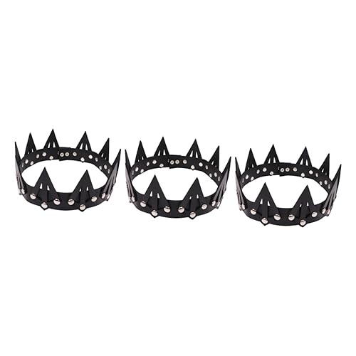 Beavorty 3 Stück Queen'S Crown Haargummis Für Damen Und Herren Schwarzes Leder Abschlussballkronen Herren-Stirnband Herren-Haarbänder Cosplay-Kronen-Stirnband Ballkronen-Stirnband von Beavorty